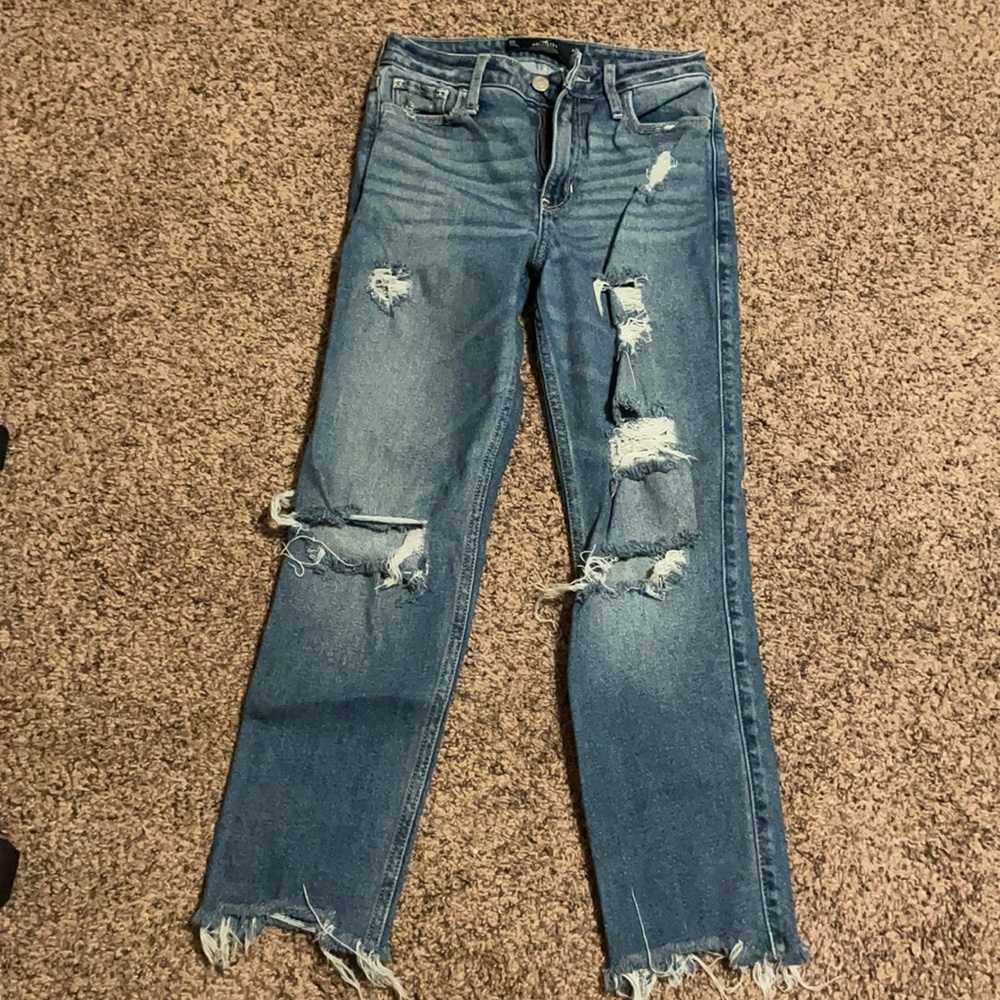 Distressed mom jeans
